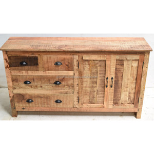 Aparador de Madera de Mango Maciza de Estilo Industrial Moderno Urbano, Diseño Antiguo con Puerta y Cajón para Comedor, Oficina, Hogar, Sala de Estar - Product Image 2