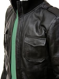 Chaqueta Bomber de Cuero de Oveja Negra para Hombre - Todas las Tallas Disponibles - Product Image 2