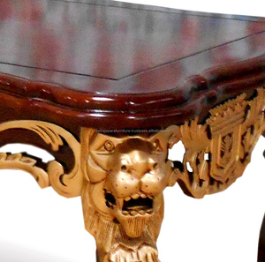 CLASSIC CARVED MAHOGANY <b>WOOD</b> LION COFFEE TABLE FURNITURE - Product Image 6