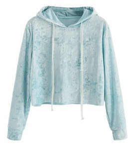 Shemax 2023 Top Qualité Vente Chaude Personnalisé En Gros Femmes Velours Cordon À Manches Longues À Capuche Crop - Product Image 5