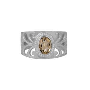 Genuino citrino ovalado facetado piedra preciosa filigrana diseño sólido 925 plata esterlina anillo clásico joyería hecha a mano Casa De Plata - Product Image 1