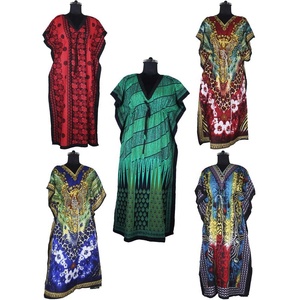 Caftan long fantaisie en coton 2025 pour femmes Caftan de qualité supérieure imprimé à motifs floraux Caftan de taille libre de couleur tendance pour les filles - Product Image 1