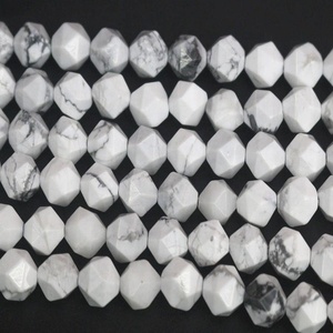 Howlite blanche de haute qualité pépite à facettes dégringolé pierre précieuse percée brin complet pierre naturelle cristal collier de guérison grossiste - Product Image 3