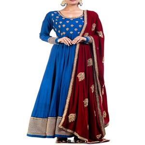 Robe Anarkali en velours bleu royal 2024 pour femme Vêtements indiens et pakistanais - Product Image 1