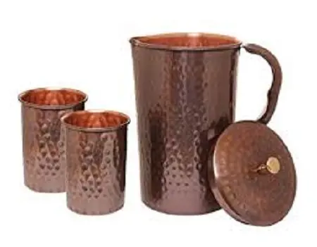 Home & Garden Kitchen & Tabletop Coffee Tea & Espresso Supplies Antique Style Copper Pitcher with Tumbler