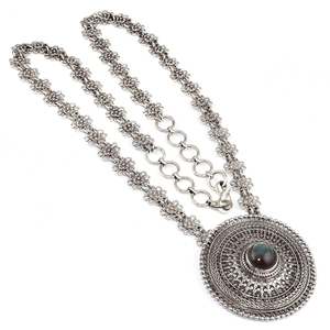 Collier en argent Sterling 925 Labradorite de forme ronde, Design Royal, bijoux en argent frais, bijoux en argent indien - Product Image 1