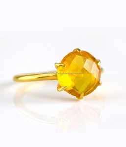 แหวนพลอยควอตซ์ชุบทองทำด้วยมือ925เงินสเตอร์ลิงเครื่องประดับแฟชั่นไม่ซ้ำใครสำหรับงานหมั้นในงานแต่งงาน - Product Image 2