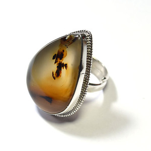 Bague en argent pur d'agate du botswana, bijoux en pierre précieuse, haute qualité - Product Image 2