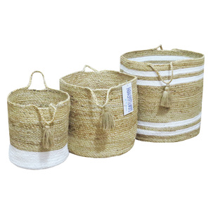 <b>Basket</b> Jute Cotton <b>Rope</b> Decoration Custom Design Handmade Storage <b>Baskets</b> Set with Handle Food Fruit Vegetable <b>Baskets</b> - Product Image 3