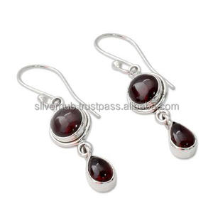 Boucles d'oreilles en argent sterling 925 faites à la main pour femmes Pierre précieuse d'onyx rouge multi-pierres pour cadeau ODM OEM vente en gros - Product Image 2