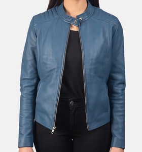Veste en cuir d'agneau véritable pour femme, style motard, look sportif, couleur beige foncé, finition imperméable, séchage rapide, nouvelles arrivées, personnalisable - Product Image 2