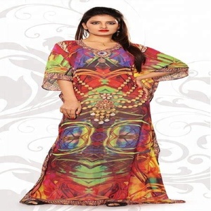 CAFTAN en soie à impression numérique, pour femmes, nouvel arrivage 2020 - Product Image 4