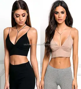 Mode terbaik untuk wanita atasan Bustier Bra rompi Crop Top untuk gadis cantik kualitas tinggi desain kosong 100% katun atasan polos