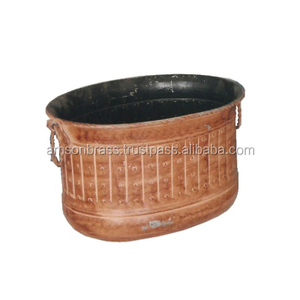กระถางดอกไม้และชุดปลูกต้นไม้ทรงกลมทำด้วยมือทำจากโลหะทองแดง3ชิ้น - Product Image 2