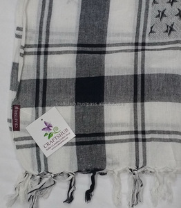 Pañuelo Keffiyeh Reversible con Patrón de Estrellas a Cuadros, Shemagh Cuadrado para Hombre, Multiusos, para Todas las Estaciones, Ligero, Color Blanco, Craftshub - Product Image 2