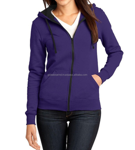 Sudadera con capucha de manga larga para mujer azul marino de alta calidad con cremallera y tejido de punto de bolsillo para uso en exteriores - Product Image 1