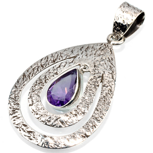 Colgantes de Plata de Ley 925 con amatista en forma de pera, joyería en línea, joyería de plata 925 - Product Image 2