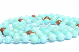 Collier Mala en pierre naturelle de 6 mm, chakra Japamala, amazonite, lisse, 108 perles, fait à la main, noué, chapelet, cadeau religieux hindou - Product Image 6
