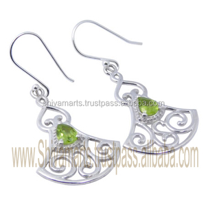 Classic Design 925 Sterling Silver Gold Plated <b>Peridot</b> Gemstone Drop <b>Earrings</b> for Women and Girls Fancy Jewelry - Product Image 2