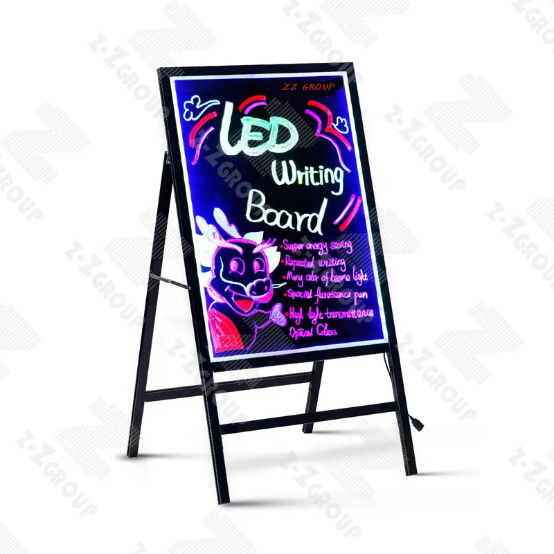 Panneau d'écriture LED en acrylique effaçable, 1 côté, pour écriture, Menu à messages, néon, Portable, stylos marqueurs fluorescents pour l'intérieur et l'extérieur