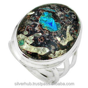 Haute Qualité Véritable Bleu Cavansite Gemstone Anneau 925 Solide En Argent Sterling Dainty Promise Boho Fine Jewellery Ring pour Femmes - Product Image 1