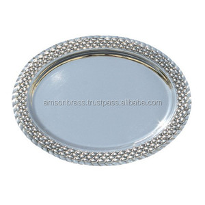 High Quality Metal <b>Serving</b> <b>Round</b> Shape Metal <b>Tray</b> <b>Round</b> Shape <b>Tray</b> Silver Plated Engraved <b>Serving</b> <b>Tray</b> - Product Image 2