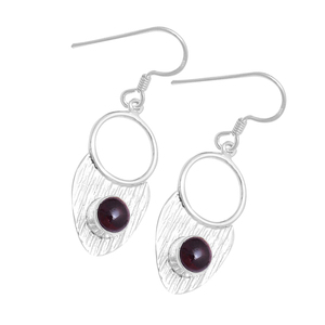 Round cab <b>Garnet</b> Gemstone 925 Sterling Silver Ear Wire Dangle <b>Earrings</b> Fashionable Romantic <b>Earring</b> For Wedding Anniversary Gift - Product Image 2