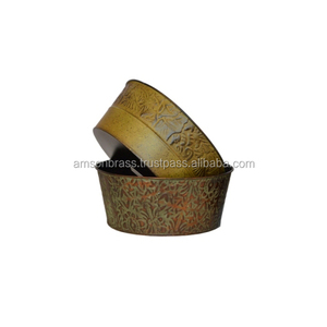 Juego de 3 macetas en relieve de forma redonda con mango lateral maceta de hierro de Metal de alta calidad para la decoración del suelo del hogar - Product Image 2