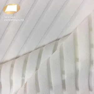 Stretch Fabric White Nylon Spandex Mono Filament Stripe Jacquard Mesh Fabric For Decoration