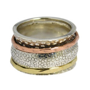 สายสปินเนอร์สามโทนสีทั้งหมดดีไซน์ใหม่ยอดเยี่ยม925แหวนเงินแท้สีเงิน - Product Image 2