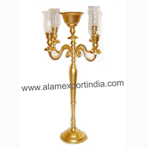 Candélabre de grande taille en métal aluminium doré avec plaque de fleur en haut candélabre pièce maîtresse de mariage décor de Table - Product Image 5