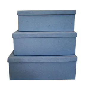 Caixa de papelão para presente de fantasia de cor azul lisa, de algodão reciclado artesanal de alta qualidade para festival