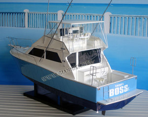 VIKINGG 48 Convertible Moderne Yacht Style Nautique Maquette de Bateau en Bois Technique Peinte - Product Image 3
