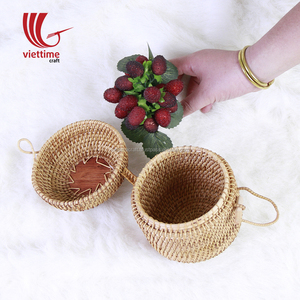 Boîte de rangement en rotin de paille durable de petite taille avec couvercle, vente en gros de bacs de rangement en rotin vietnamien - Product Image 6
