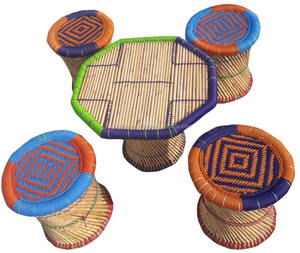 Artesanía Respetuoso con el medio ambiente Bastón de bambú Hogar Sala de estar Balcón Patio al aire libre Taburetes Mesas y otomanos Conjuntos Consola con incrustaciones de hueso - Product Image 3