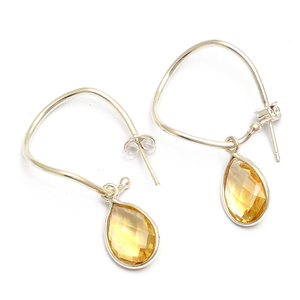 Briolette Cut Yellow Citrine <b>Hoop</b> Dangle <b>Earrings</b> 925 <b>Sterling</b> <b>Silver</b> Jewelry Bezel Setting Fashionable Gold Ring for Women Gift - Product Image 2