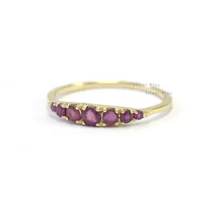 14k Solid Gold Ruby, Blue Sapphire and Green Garnet Gemstone Band Wholesale Ring