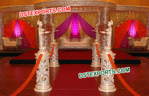 Décoration de mandap de mariage en fibre de diamant, nouveau design, mandap papillon à six piliers, fabricants de mandaps pour mariages indiens au Royaume-Uni - Product Image 5