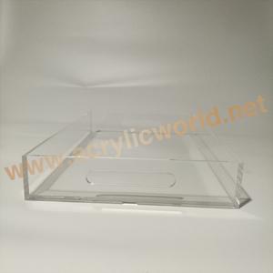 Bandejas acrílicas grandes cuadradas blancas y negras impresas personalizadas de fábrica Bandeja acrílica de 12x16 pulgadas con asa - Product Image 2