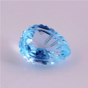 Piedra preciosa semipreciosa con forma de pera Topacio azul cielo natural al por mayor, corte facetado para joyería para anillos y colgantes - Product Image 1