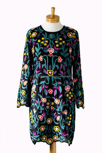 Vestido campesino floral clásico para el verano, Vintage elegante túnica de playa, encaje bordado de Color de lujo, cómodo y recto - Product Image 4