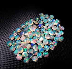 Vente en gros de coussin de pierres précieuses en opale éthiopienne naturelle de 8mm coupe à facettes de haute qualité avec une bonne couleur certifiée IGI traité thermiquement - Product Image 5