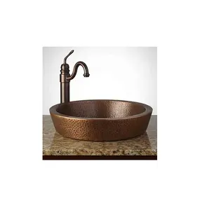 Metal Round Shape Copper Bowl Sink Handmade Vessel Basins Unique Bar Sink Manufacturer Supplier Wholesale