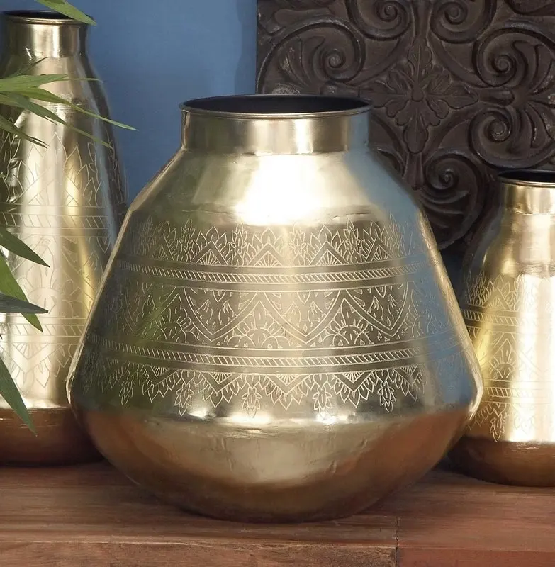 Полированные вазы из латуни и никеля для домашнего декора