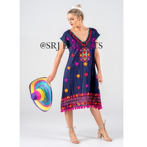 Robe banane brodée pour femme, tunique à motif Floral, modèle bazin, nouvelle collection - Product Image 2