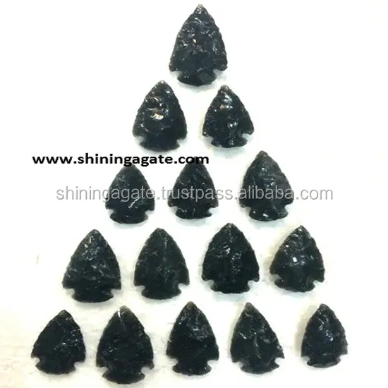 थोक काले ओब्सीडियन तीर थोक 1 इंच रत्न तीर | प्राकृतिक सुलेमानी पत्थर हाथ नक्काशीदार तीर
