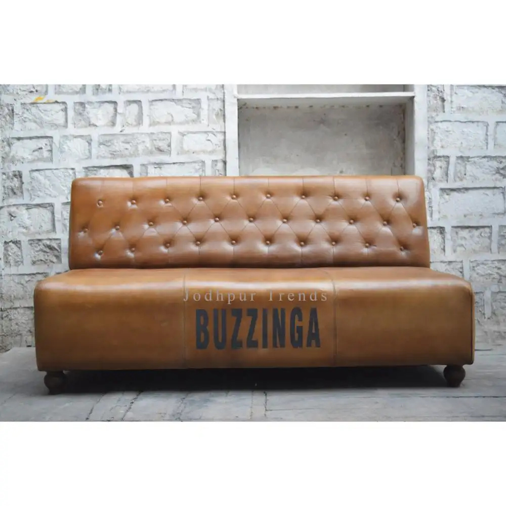 Restaurant Top Quality Genuine Leather Three Seater Sofa Real Leather Sofa