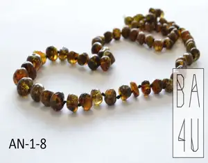 Baltic Amber Adult Necklace Baroque Style Beads Green Colour with Polished Finish from The Real Natural Baltic Amber
