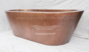 Baignoire antique en cuivre martelé Style japonais à double paroi, faite à la main en Inde, de forme ovale avec matériau en fer pour salle de bain - Product Image 4