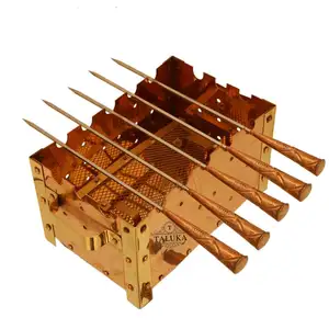 Best Quality Handmade Paneer Tikka With Sticks Grill Copper Barbecue Charcoal